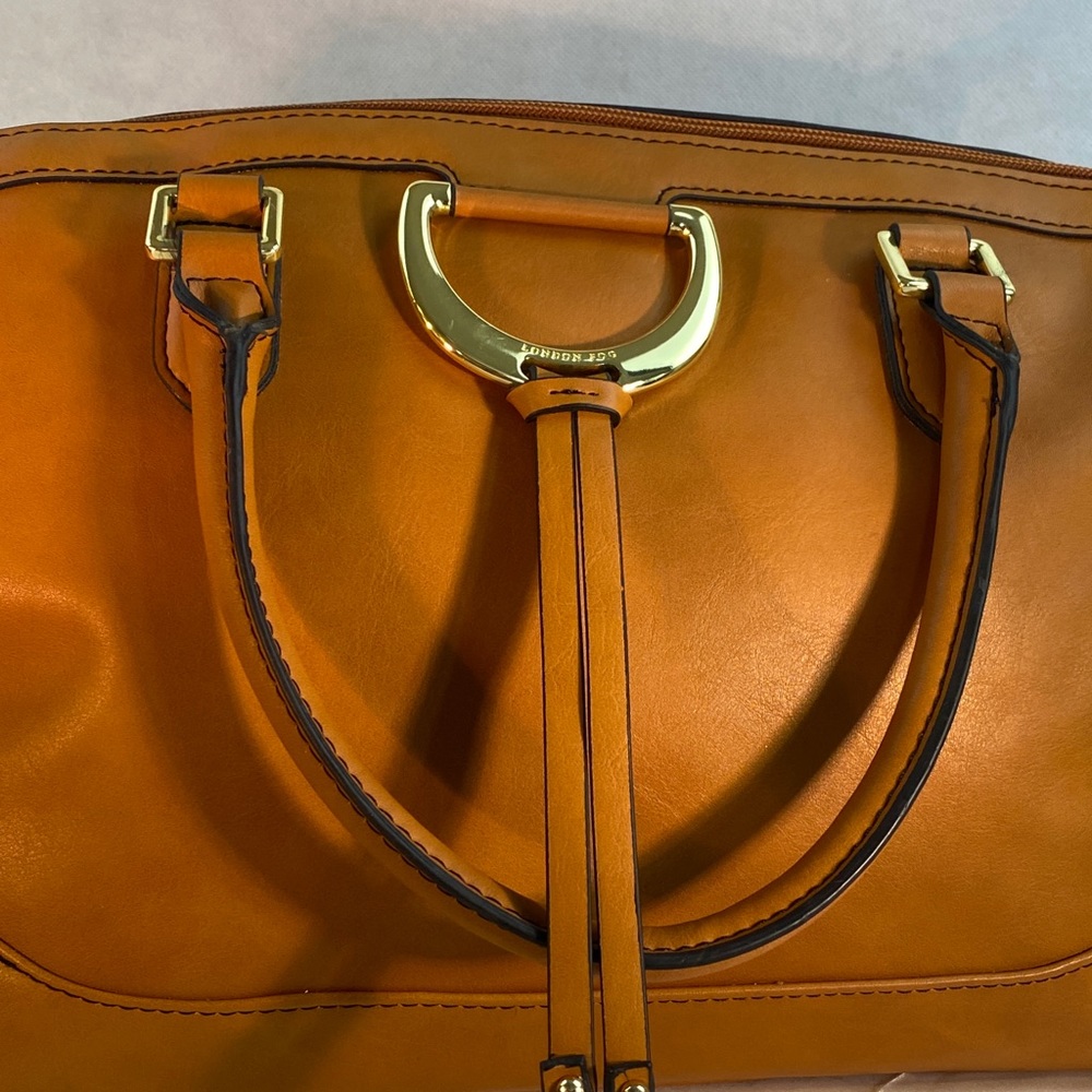 London Fog Purse Satchel Cognac Faux Leather - Picture 4 of 6